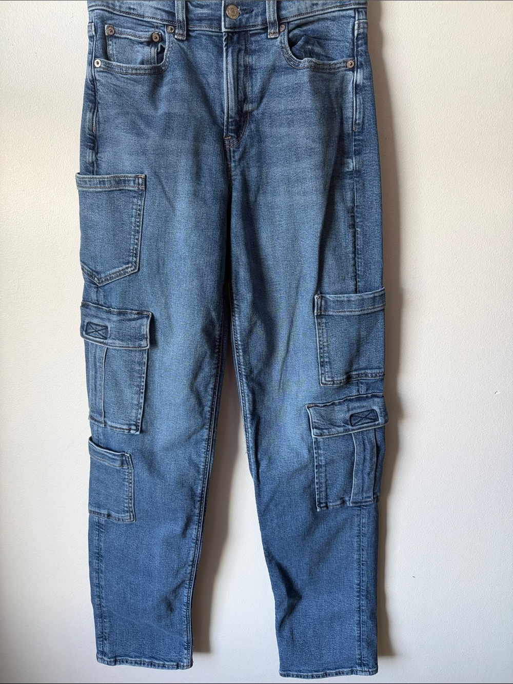American Eagle Outfitters Men's Blue Slim Straight Cargo Jeans